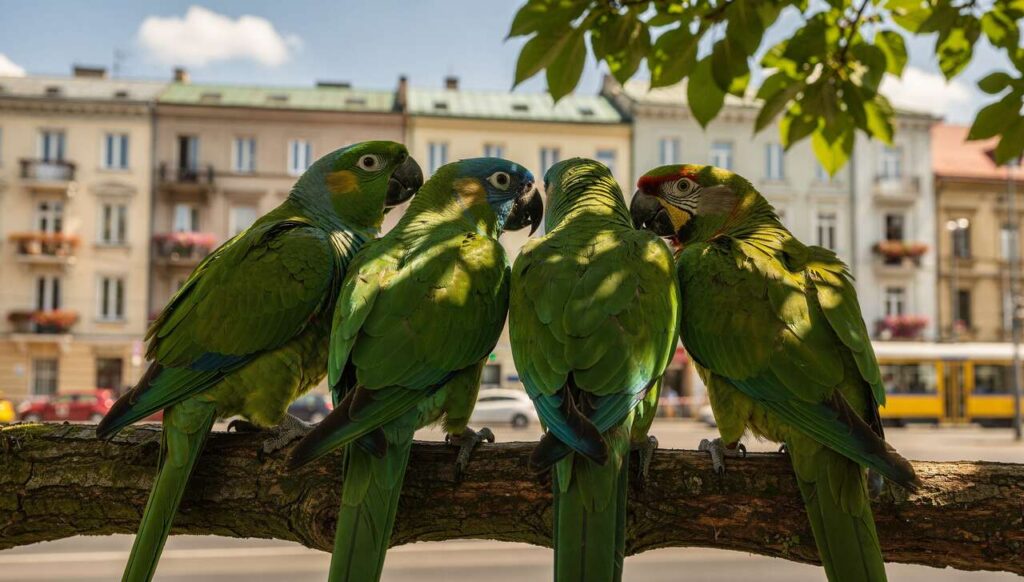 Zielone papugi w polskich miastach: skąd się wzięły i czy stanowią zagrożenie?