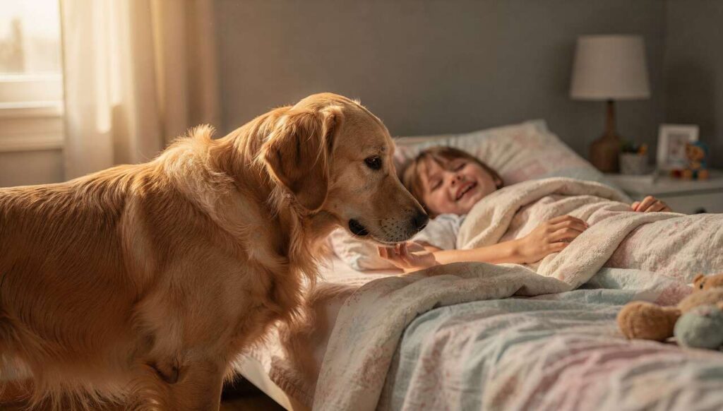 Kiedy pies budzi dziecko rano: wideo Golden Retrievera podbija polskie media