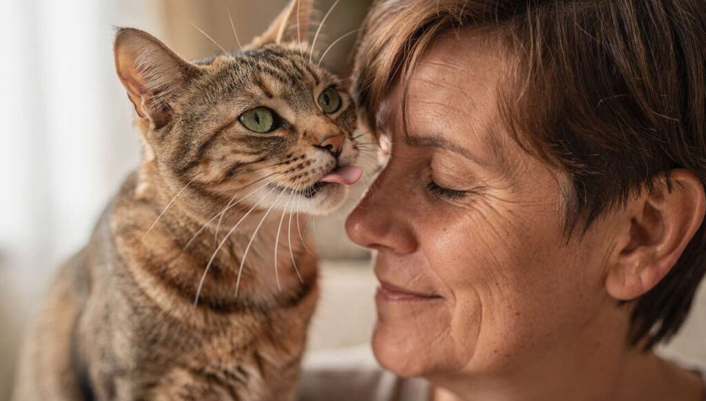 Dlaczego koty liżą głowę właściciela? Naukowcy odkryli związek z zachowaniami społecznymi