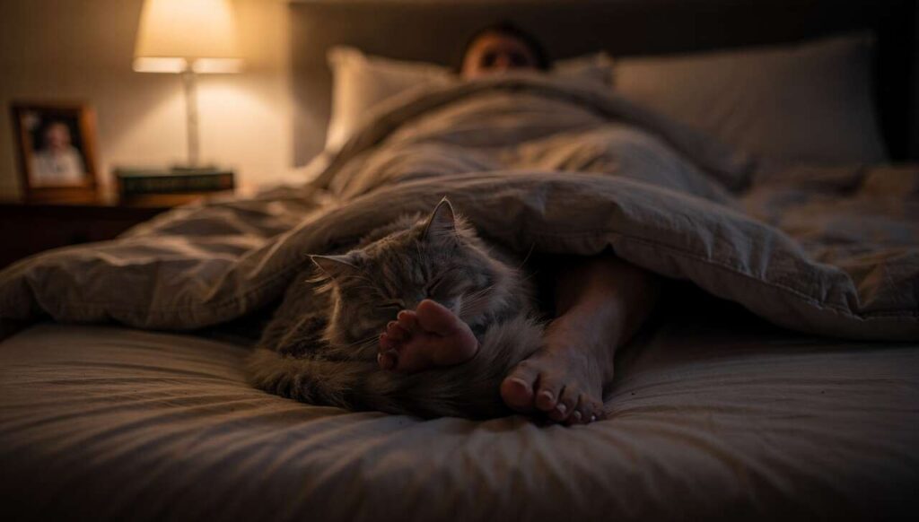 Kot śpi przy nogach czy przy głowie? Behawiorystka tłumaczy, co to mówi o waszej relacji