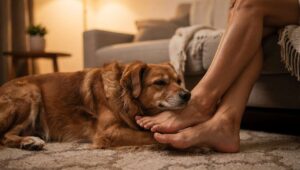 Dlaczego twój pies kładzie głowę na twoich stopach? Trenerzy podają 3 wyjaśnienia