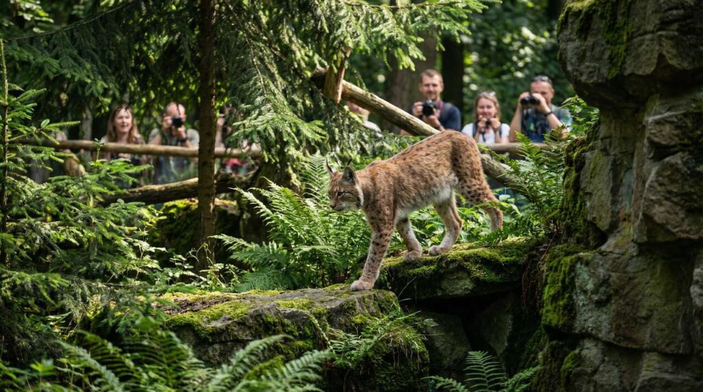 ZOO Łódź otwiera nowy wybieg dla rysi karpackich: pierwszy spacer zwierząt przyciągnął 3000 widzów